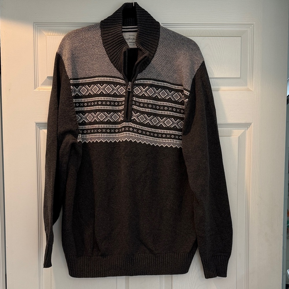 Men’s Original Weatherproof Vintage Brand Gray Quarter-zip Sweater XL